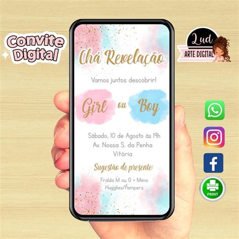 Convite Digital Ch Revela O Girl Ou Boy Elo