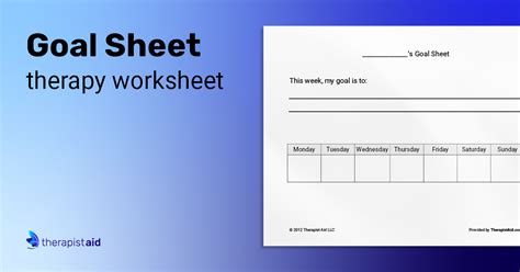 Goal Sheet Worksheet Therapist Aid