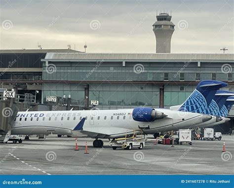 United Airlines Airplane At Newark International Airport In Newark New Jersey Editorial Stock