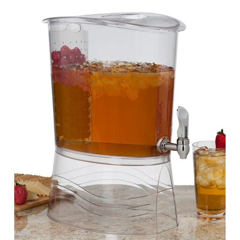 Creative Bath 3 Gal Acrylic Beverage Dispenser With Handles And Flavor