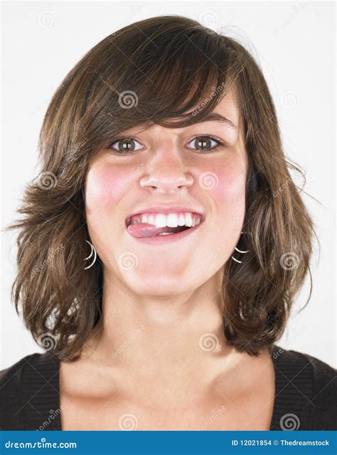 Young Woman Sticking Tongue Out Stock Photo Image Of Caucasian Head