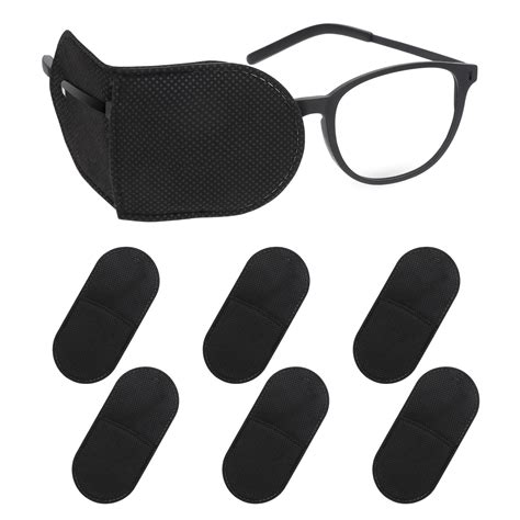 Ouligay 6pcs Glasses Eye Patch Black Eye Patch For Glasses Non Woven Fabric Reusable Eye Patches