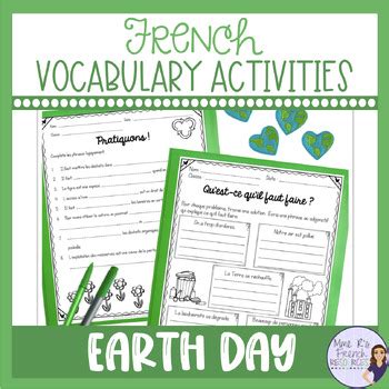 French Earth Day Writing Activities LE JOUR DE LA TERRE TPT