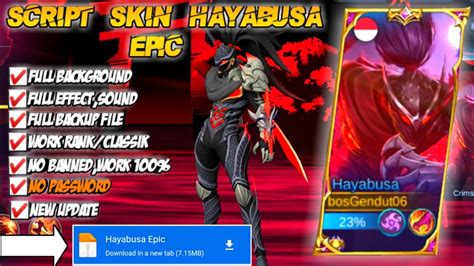 Update Script Skin Hayabusa Epic Shadow Of Obscurity Full Effect