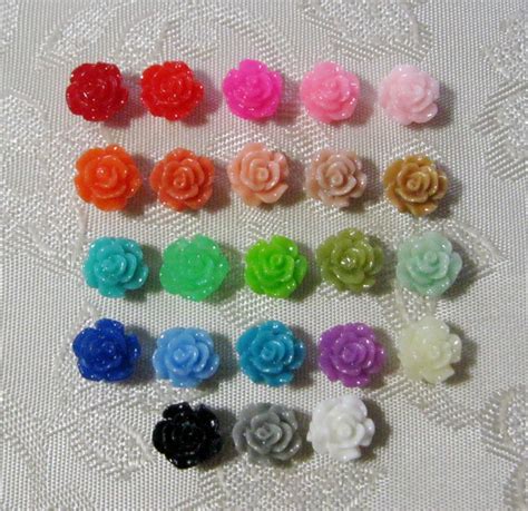 Tiny Drilled Resin Rose Flower Beads With Hole Choose Your Etsy