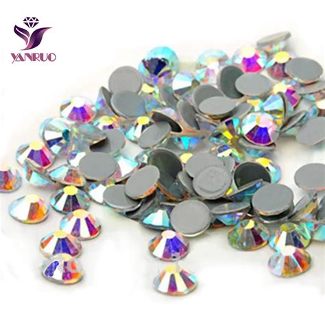 Yanruo Hf Cristal Ab Quente Fix Strass Diy Flatback Strass Pedras