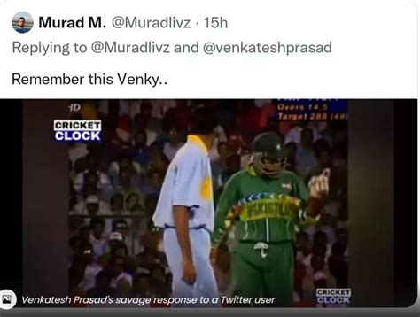 Twitter user taunts Venkatesh Prasad about Aamir Sohail incident; India ...