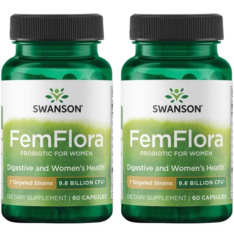 Swanson Femflora Probiotic For Women 9 8 Billion Cfu 60 Caps 2 Pack