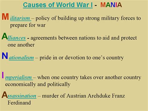 M A I N Causes Of Wwi