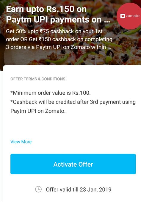 Zomato Pay With Paytm Upi And Get Upto 150 Cashback 50 Cashback Upto