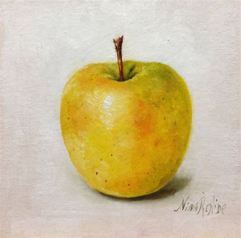 Yellow Apple Original Oil Painting By Nina R Aide Still Life Kitchen