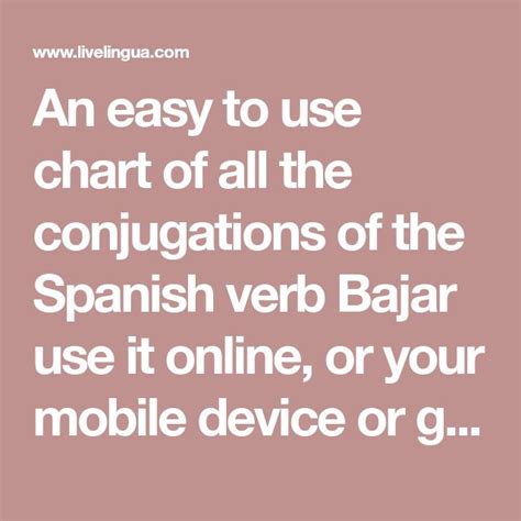 Conjugation Chart For Spanish Verb Bajar
