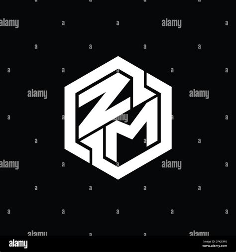 Zm Logo Monogram Gaming With Hexagon Geometric Shape Design Template