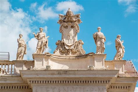 Statues and Architecture of St. Peter`s Basilica Editorial Stock Photo ...