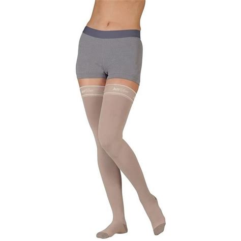 Juzo Naturally Sheer 20 30 Mmhg Full Foot Thigh High Compression Stockings With Lace Silicone