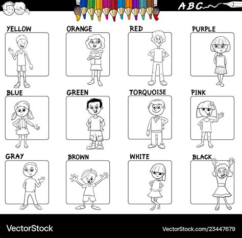 basic colors  kids set  coloring royalty  vector