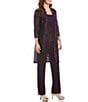 R M Richards Petite Size Scalloped Glitter Lace Duster Stretch