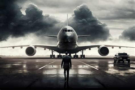 Premium Ai Image Dynamic Airport Scene Jetliner On Tarmac Plane On