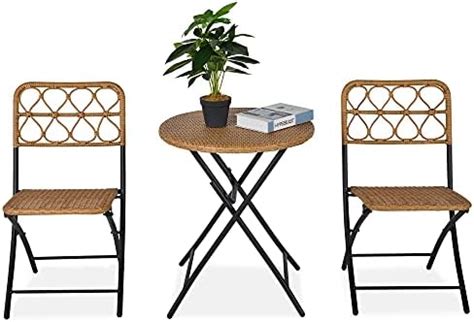 Outsunny Pieces Rattan Bistro Set Wicker Folding Garden Furniture