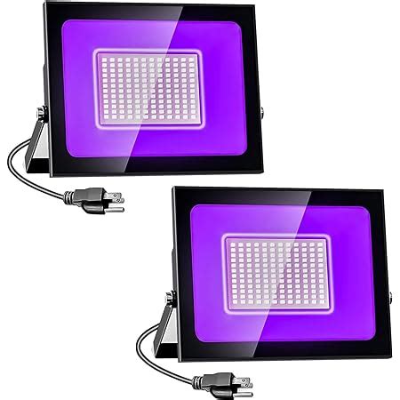 Paoicole Pack W Led Black Light Blacklight Flood Light With Plug