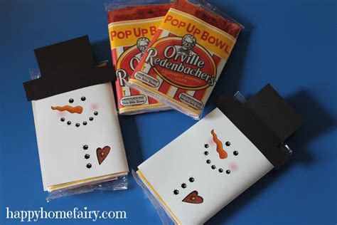 Snowman Popcorn Wrapper - FREE Printable! - Happy Home Fairy