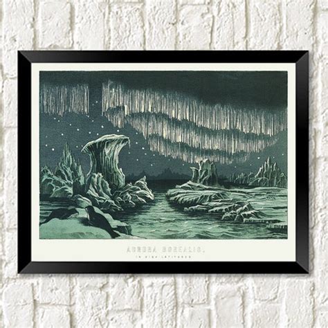 Aurora Borealis Print Vintage Northern Lights Art Etsy