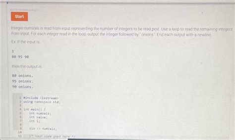 Solved Integer Numvals Is Read From Input Representing T