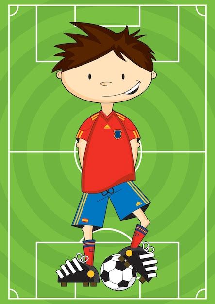 Dessin Animé Mignon Joueur De Football Espagnol Football Illustration