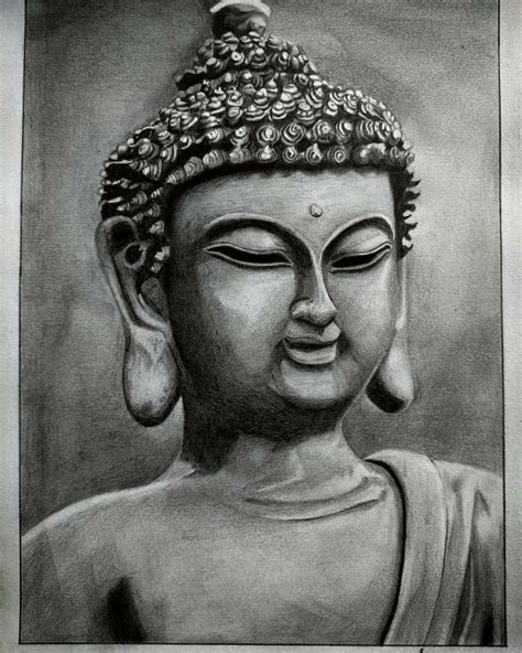 Gautama Buddha Graphite Pencil Drawing Buddha Drawing Realistic