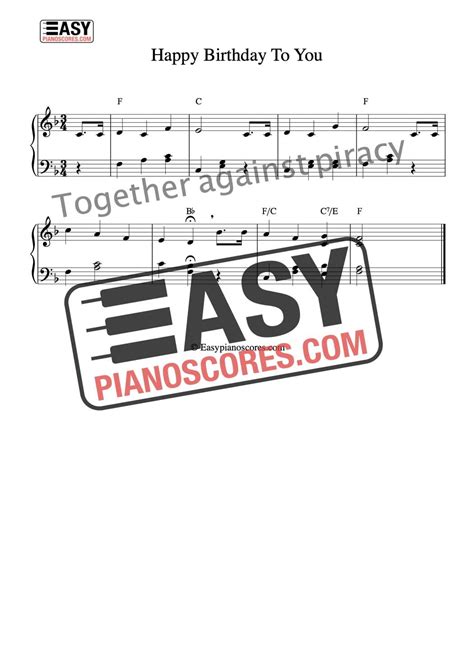 Happy Birthday To You Easy Piano Sheet Pdf Easypianoscores