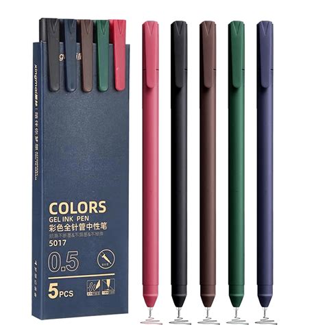 5pcs Elegantly Simple Design Lightweight Morandi Gel Pens Fine