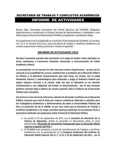 Ejemplo Modelo De Informe De Actividades Realizadas Varios Modelos Images