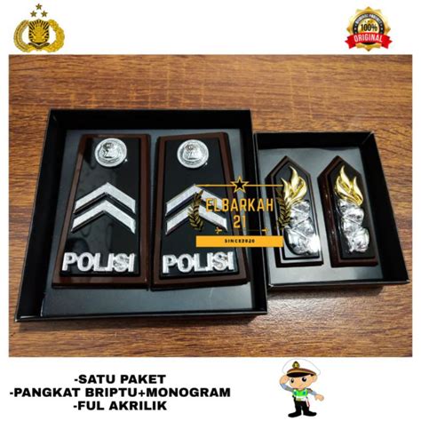 Jual Paket Pangkat Polisi Bintara Briptu Full Akrilik Monogram Lis