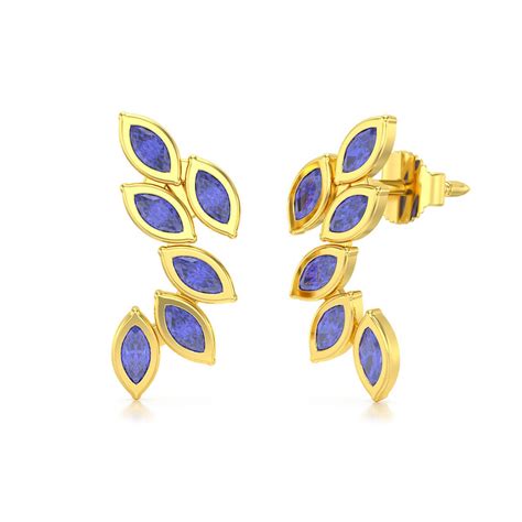 Boucles D Oreilles ADEN Or 585 Jaune Et Tanzanite 1 71grs MATY