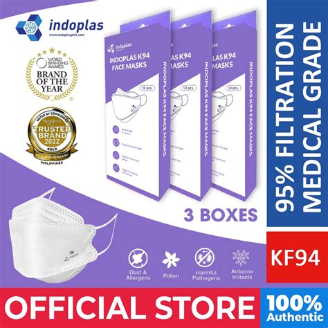 Indoplas KF94 Disposable Face Mask FDA Registered 3 Boxes 30 Pcs