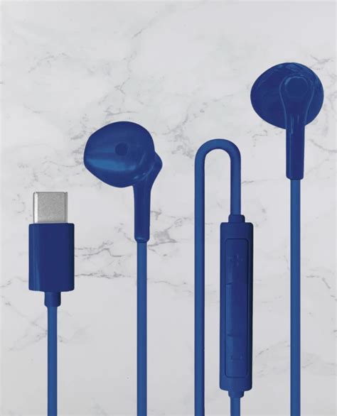 Gabba Goods Type C Wired Earbuds With Mic And Volume Control Navy