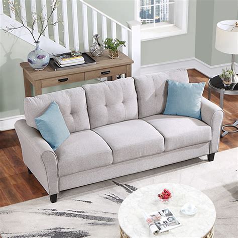 Accent Sofa Couch, 79.9" Modern Linen Upholstered Living Room Sofa ...