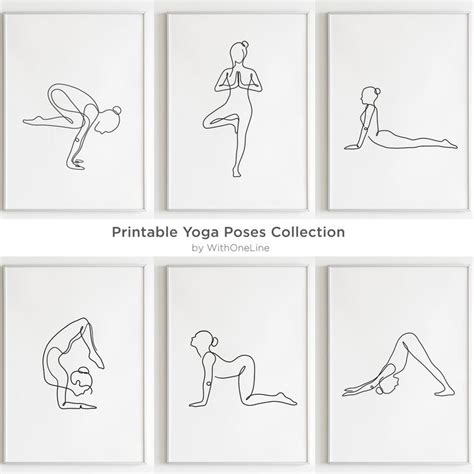 Printable Yoga Art Set of 6 Prints Yoga Poses Gift Ideas - Etsy ...