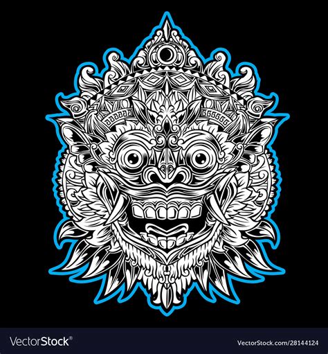 Indonesian Bali Mask Art Barong Royalty Free Vector Image