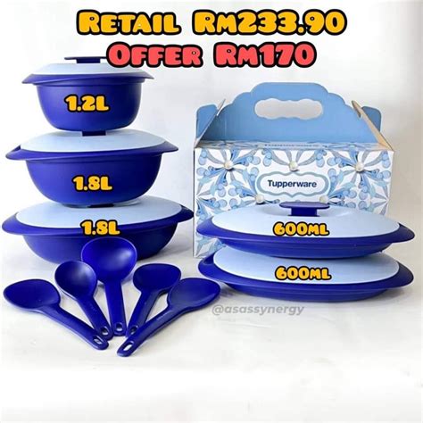 Tupperware Royale Blue Serveware Set Shopee Malaysia