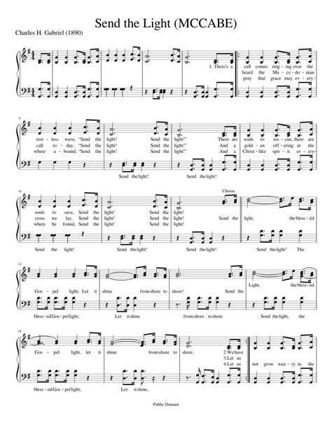 Send The Light Mccabe Sheet Music For Piano Solo