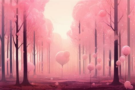 Whimsical Pink forest art. Generate Ai