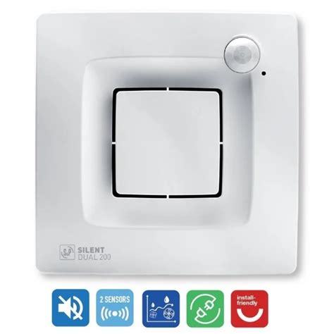 S&P Ventilators SILENT DUAL 200, ar kustības un mitruma sensoru ...