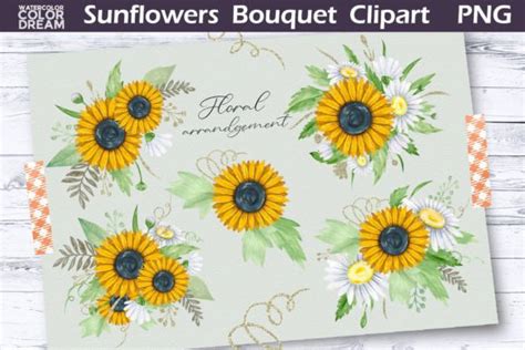 Sunflowers Clipart Sunflowers Bouquet Graphic By Watercolorcolordream · Creative Fabrica