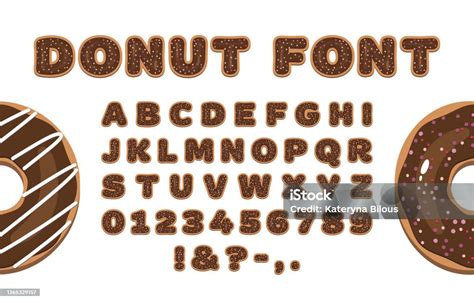 Font Donat Cokelat Glazed Huruf Donat Dan Angka Alfabet Donat Ilustrasi