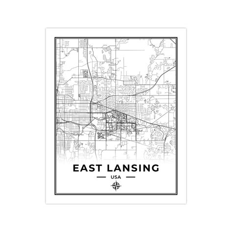 East Lansing Map Print Map of East Lansing Michigan - Etsy