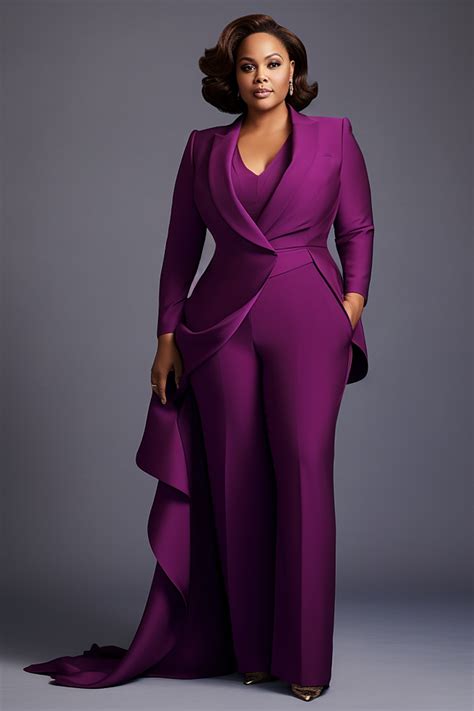 Xpluswear Design Plus Size Mother Of The Bride Elegant Purple Turndown