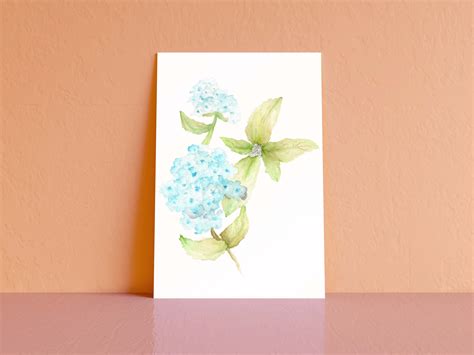 Hand Painted Blue Hydrangea Watercolor Fine Artprinted On Etsy