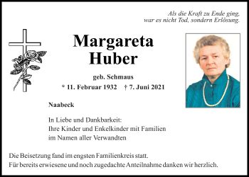 Traueranzeigen Von Margareta Huber Mittelbayerische Trauer