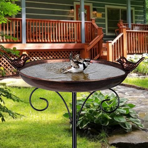 Dreamsoul Outdoor Garden Bird Bath Metal Bird Baths Cast Iron Birdbath